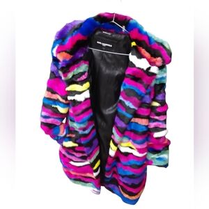 Size large NWT Karl lagerfeld faux fur jacket multi colored